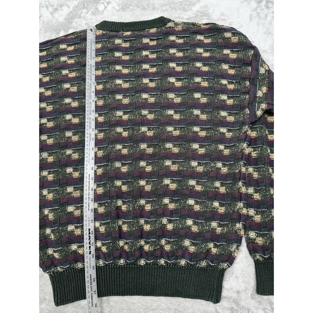 Vintage Stone Haven Sweater Large 3D Textured Knit Wool Coogi Style Grandpa 80s